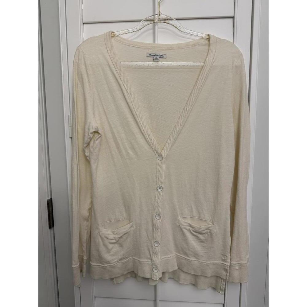 American Eagle Outfitters Light Cream Button-Front Cardigan